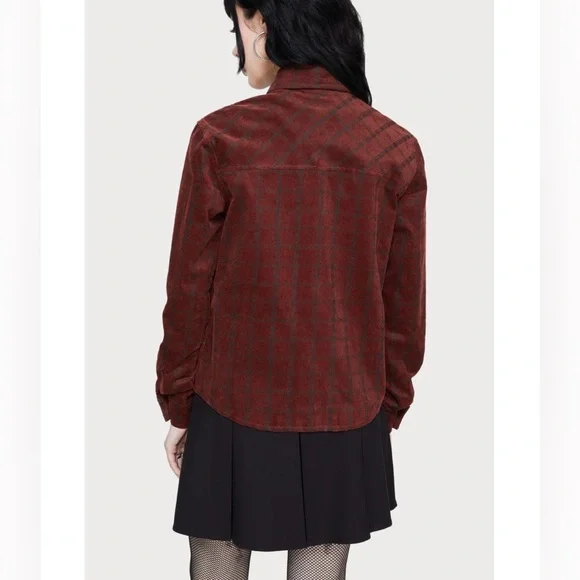 NWT Disturbia Terracotta Check Cord Shirt size US 8 - Picture 3 of 10